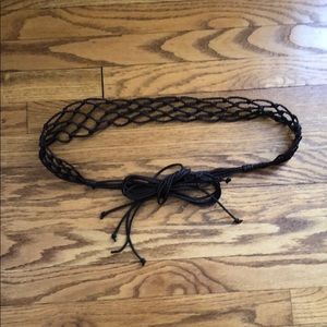 Brown leather woven belt